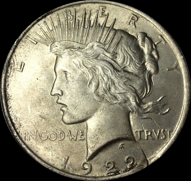 1922-P Peace Dollar Die Break Coin is Broken 1a.jpg