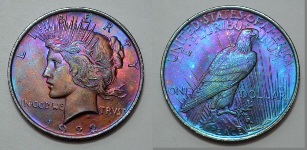 1922-P Peace Dollar Superb Silver Koin , Toned $43.00 + $3.50 263743805312 gold-coins (2).jpg
