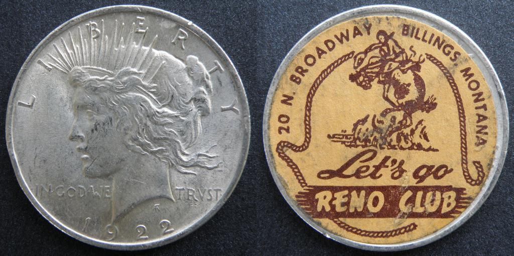 1922 Peace Dollar AU+ Reno Club, Billings, MT.jpg