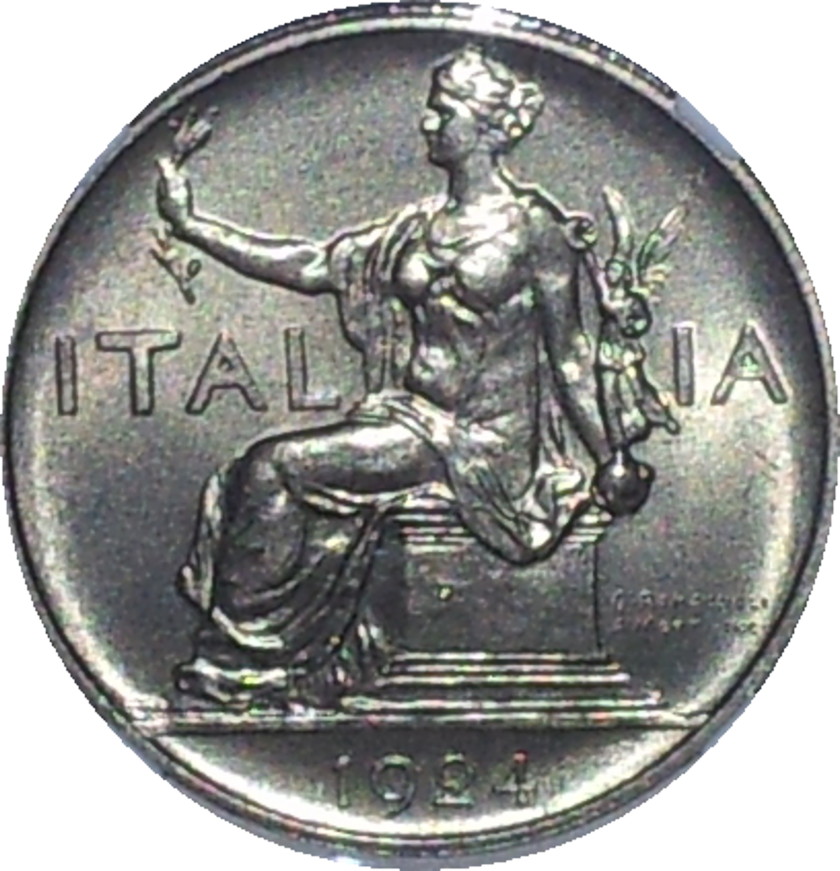 1924 R Italy 1 Lira MS65 Obv.JPG