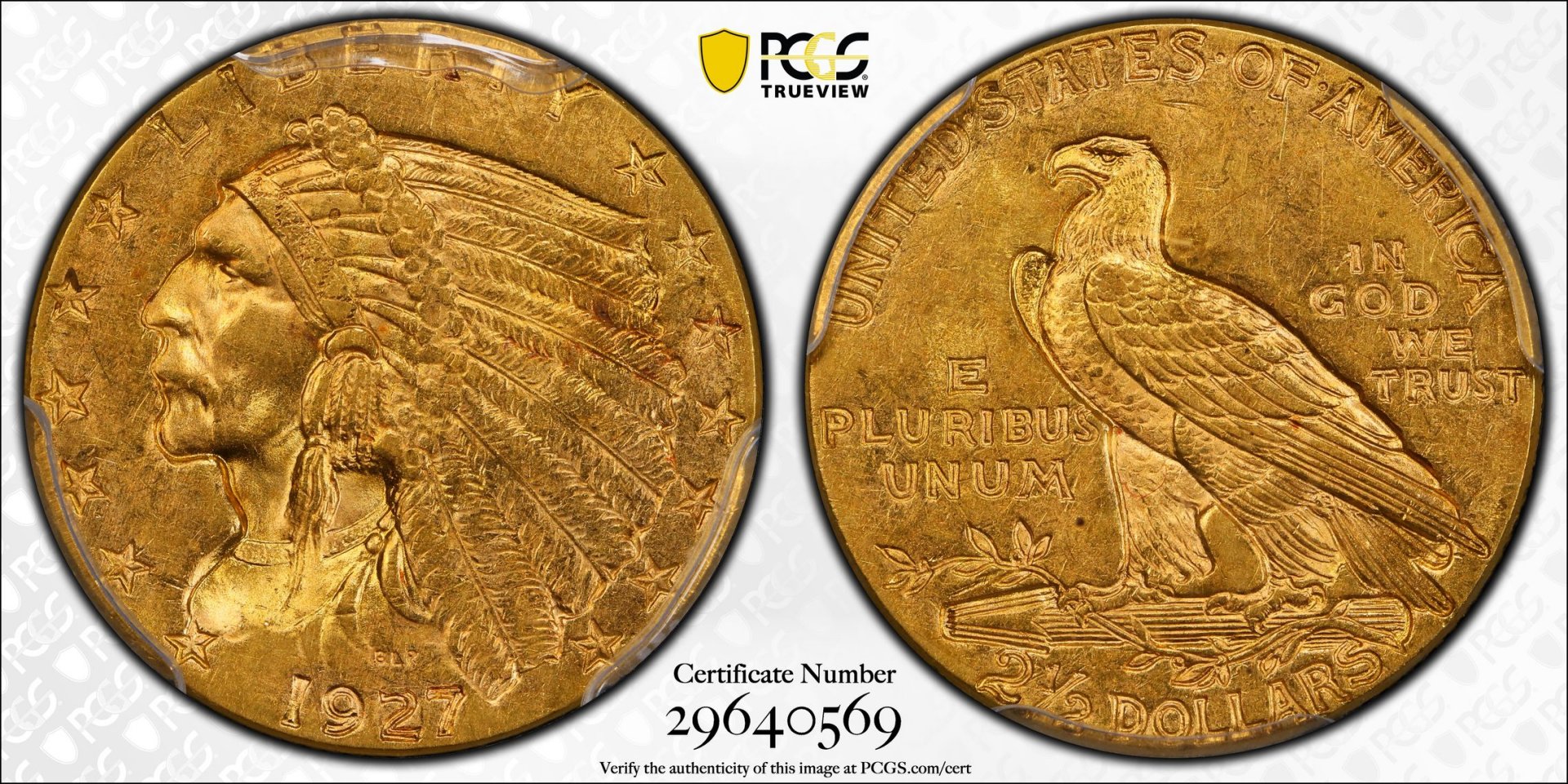 1927 $G$2.5 Quarter Eagle - Indian Head PCGS MS62 29640569 CAC TrueView Full.jpg