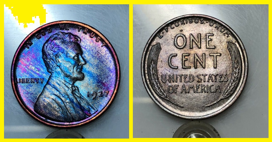 1927- Lincoln Cent Blue Rainbow Tonedbeachegrl1 o $11.55 + $3.85  193639208503  beachgrl1.jpg