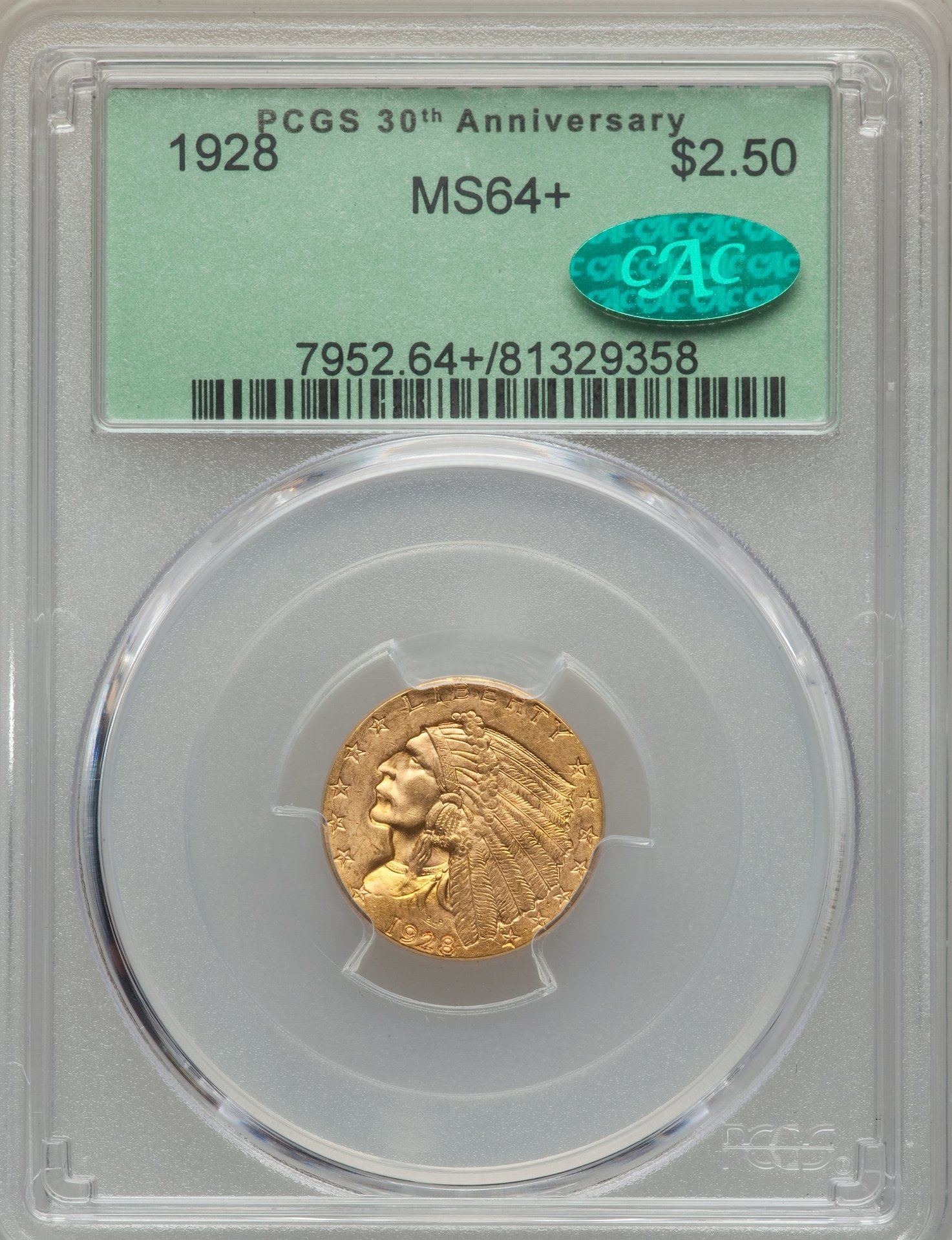 1928 MS64+ CAC $2.5 Indian Obv.jpg