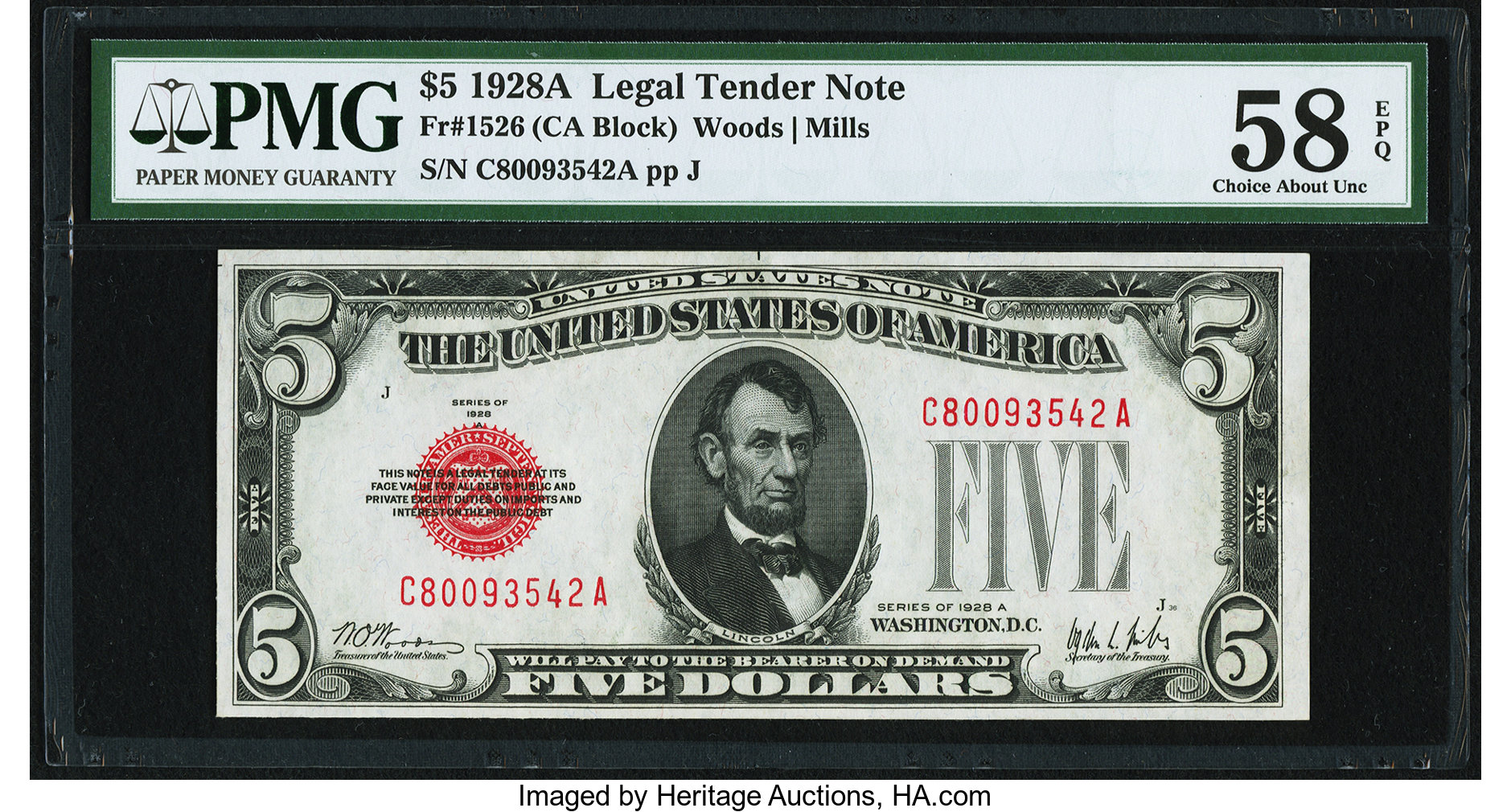 1928A $5 USN FR #1526 PMG 58 front.jpg