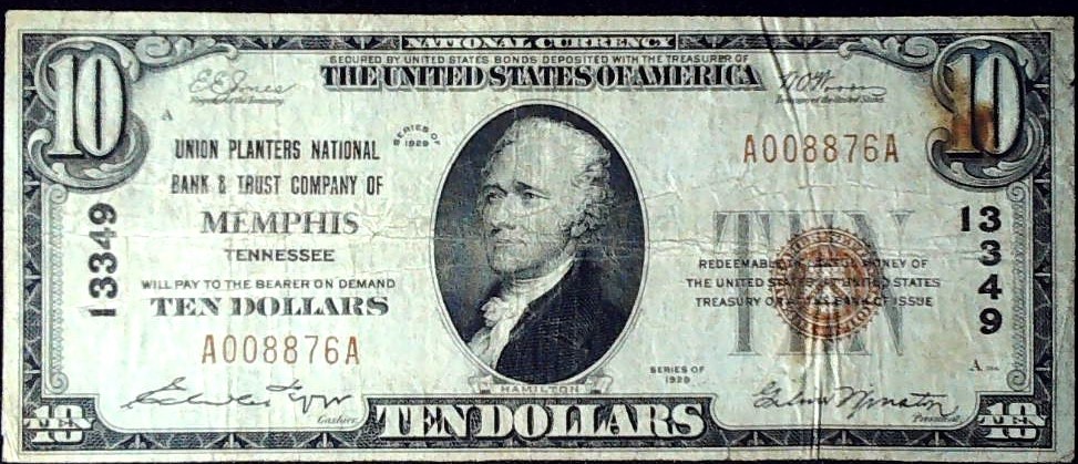 1929 $10.00 National currency Memphis.jpg