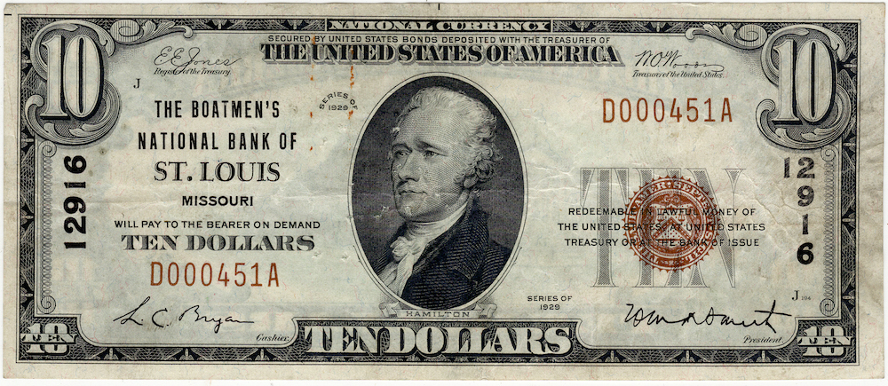 1929 10 Dollar NCN D000451A - Obverse.jpg