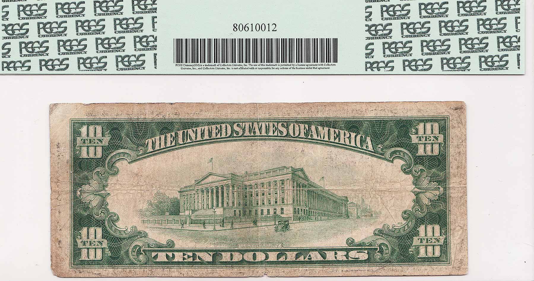 1929 $10 National Bank Note Memphis TN Type 1 Reverse.JPG