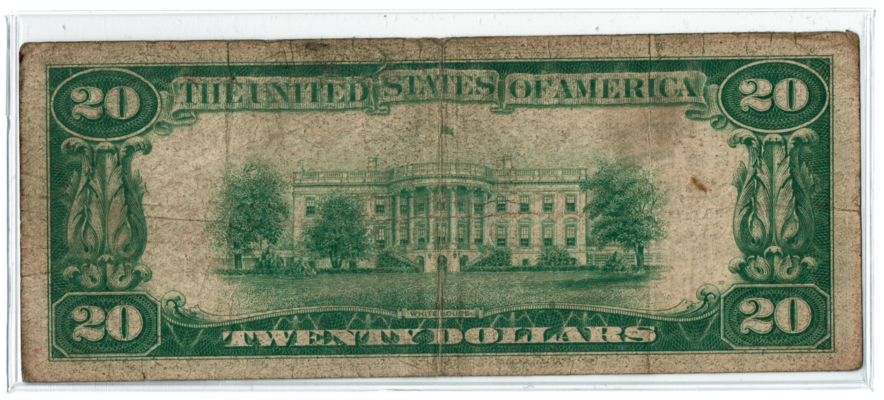 1929 $20 National Bank Note Chicago Il (Charter No. 4605) Reverse.png