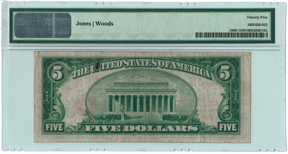1929 $5 National Bank Note Jacksonville Florida Reverse.PNG