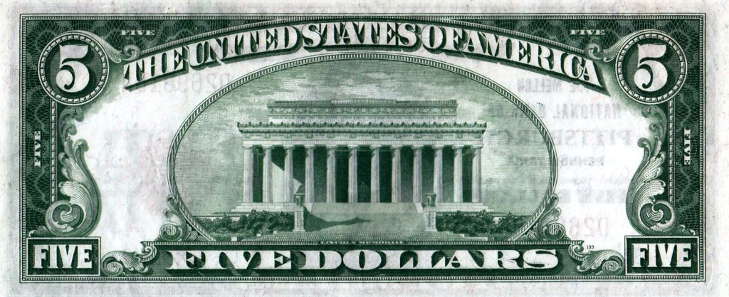1929 Ty. 1 $5 Mellon NB Pittsburgh back.jpg