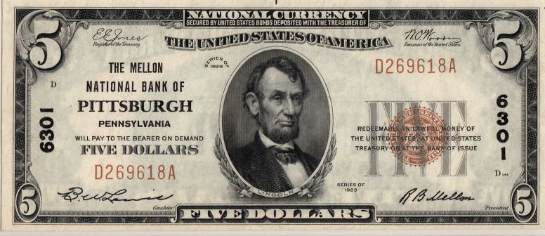1929 Ty. 1 Mellon NB Pitttsburgh face 2.jpg