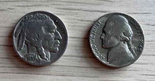1935 buffalo and 1945-P War Nickel obv.jpg