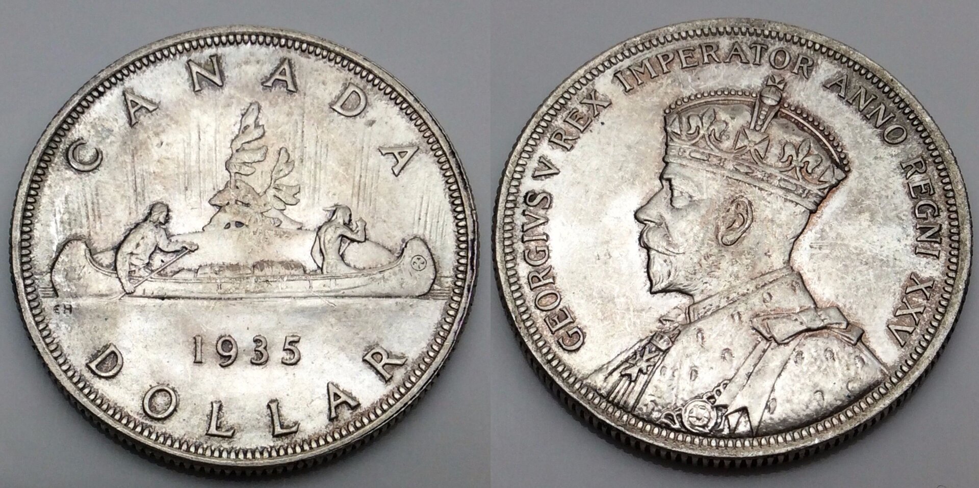 1935 Canada One Dollar 800 Silver Bu Coin   $50. + $5  292368875812 nordev .jpg