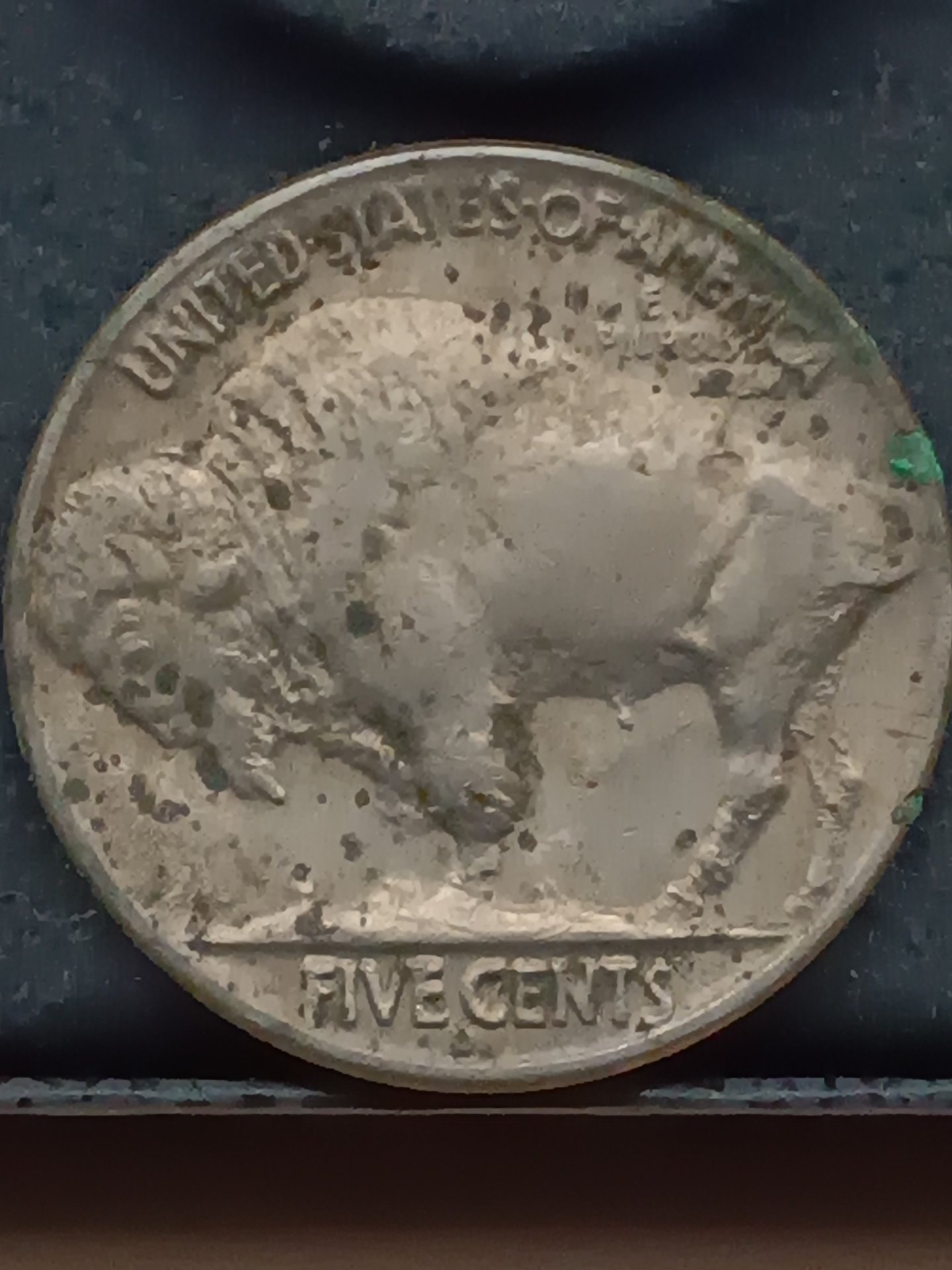 1937D Buffalo Nickel - 3 legs - close up of reverse.jpg