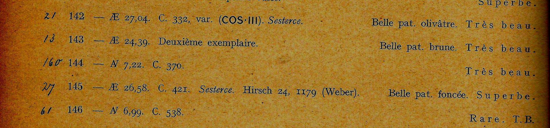 1938 Ars Classica XVIII cropped description of Lot 144 Vespasian aureus.jpg