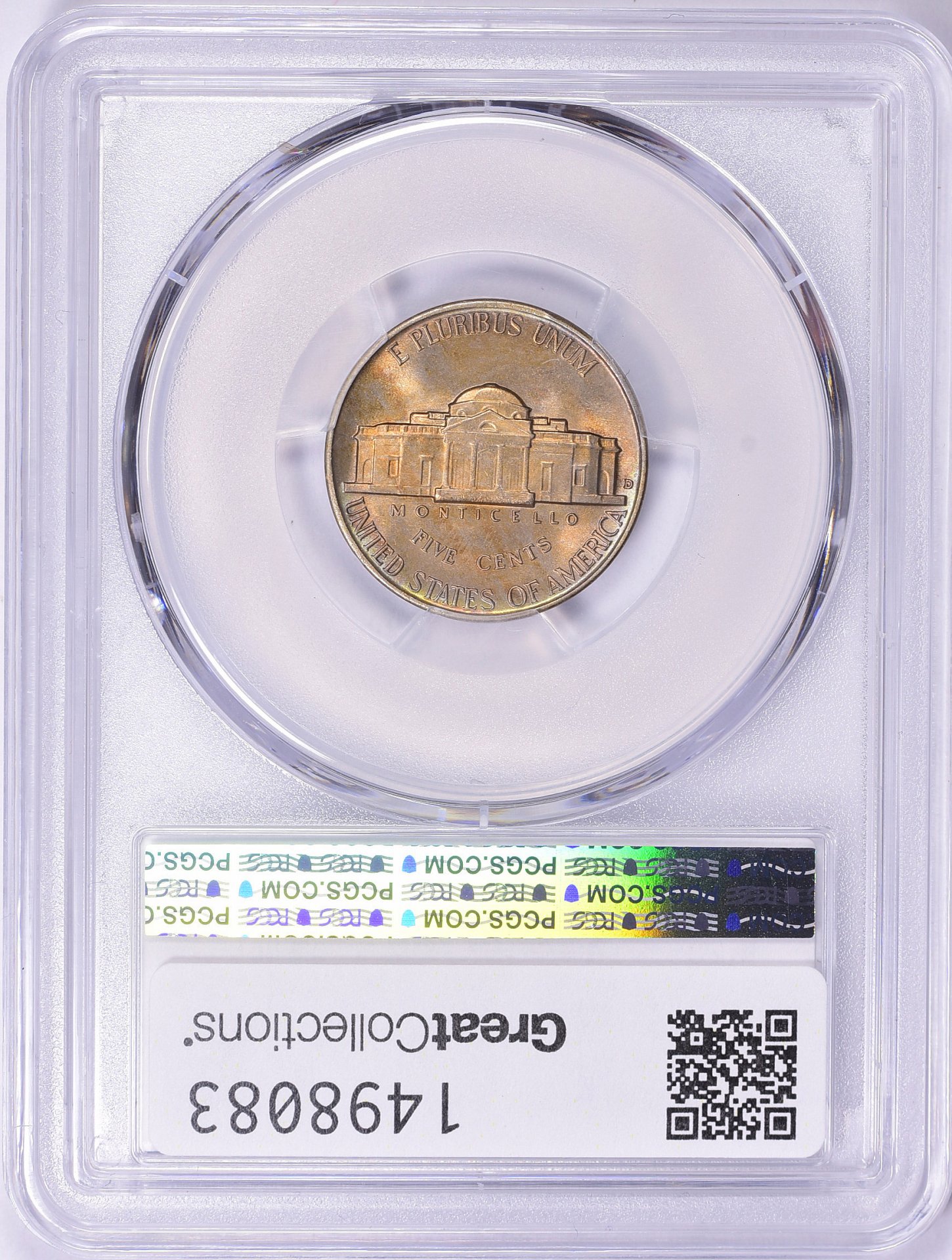 1938 D 5C FIVE-CENT PIECES - JEFFERSON PCGS MS67+ 48308950 GC Slab Rev.jpg