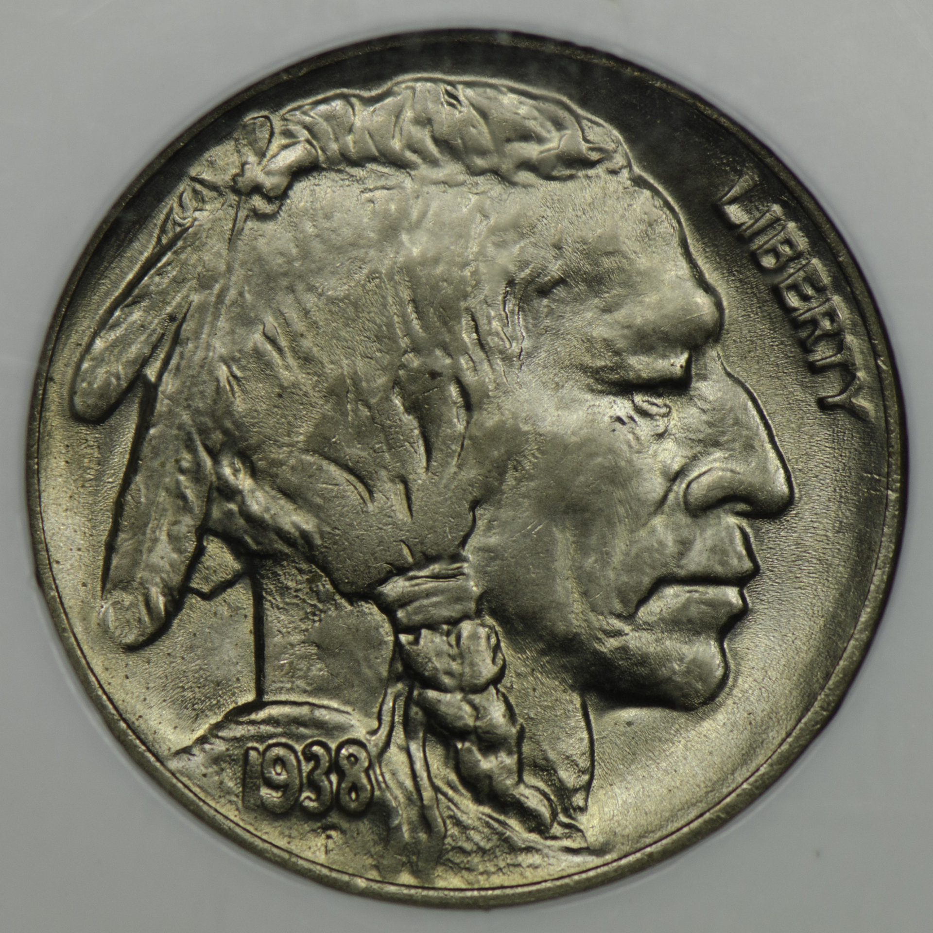 1938 D FIVE-CENT PIECE - BUFFALO, TYPE 2 NGC MS 66 D OVER D Obv Closeup-785.jpg
