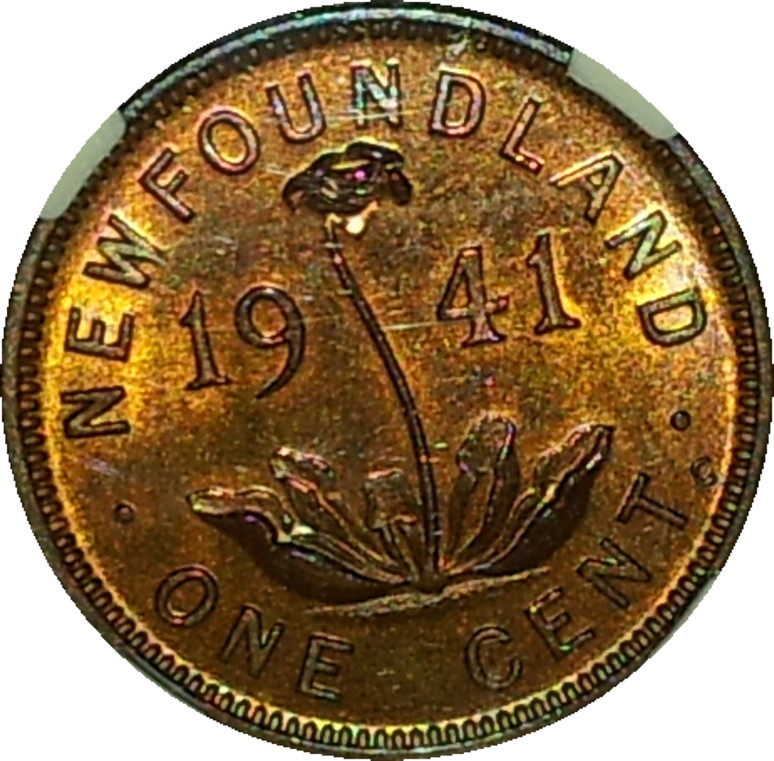 1941 C Newfoundland One Cent MS63RB Rev High 1 Variety.JPG