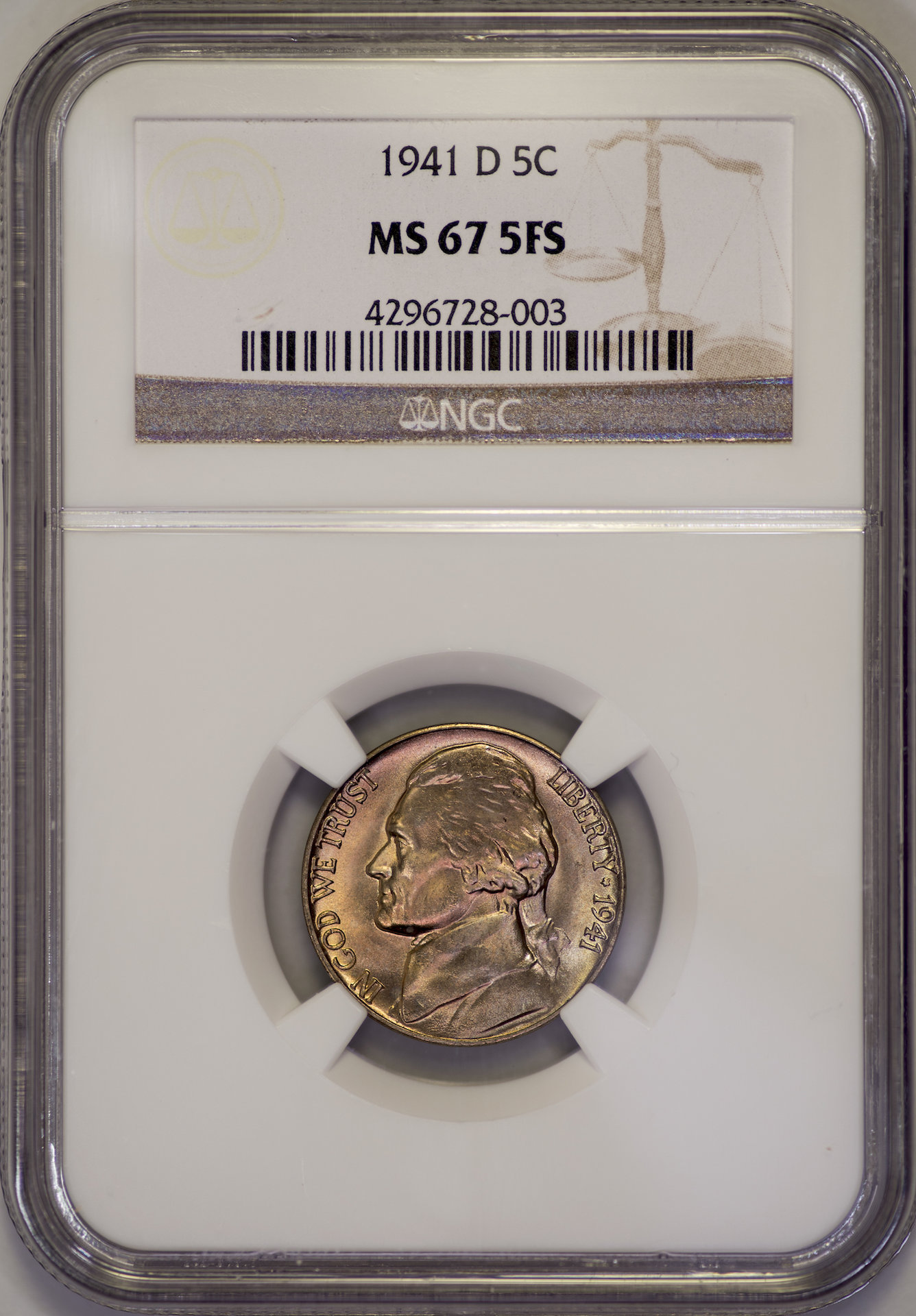1941 D Jefferson Nickel NGC MS675FS 2 Slab - Obverse.jpg