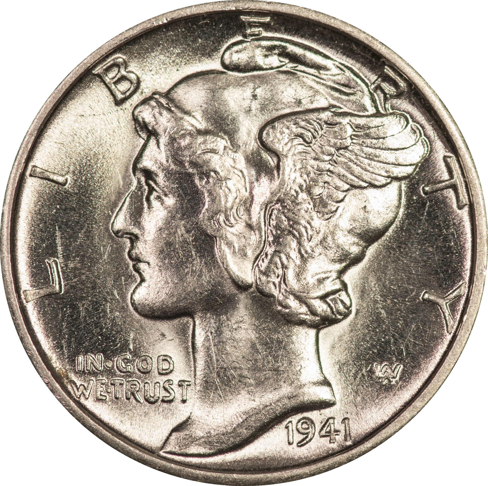 1941 D Mercury Dime DDR004 - Obverse.jpg