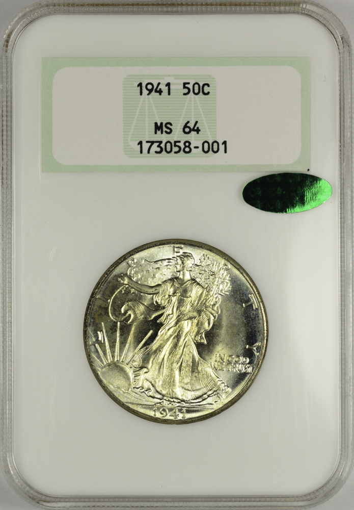 1941 HALF DOLLAR - WALKING LIBERTY NGC MS 64, CAC green! 50C Obv Slab.jpg