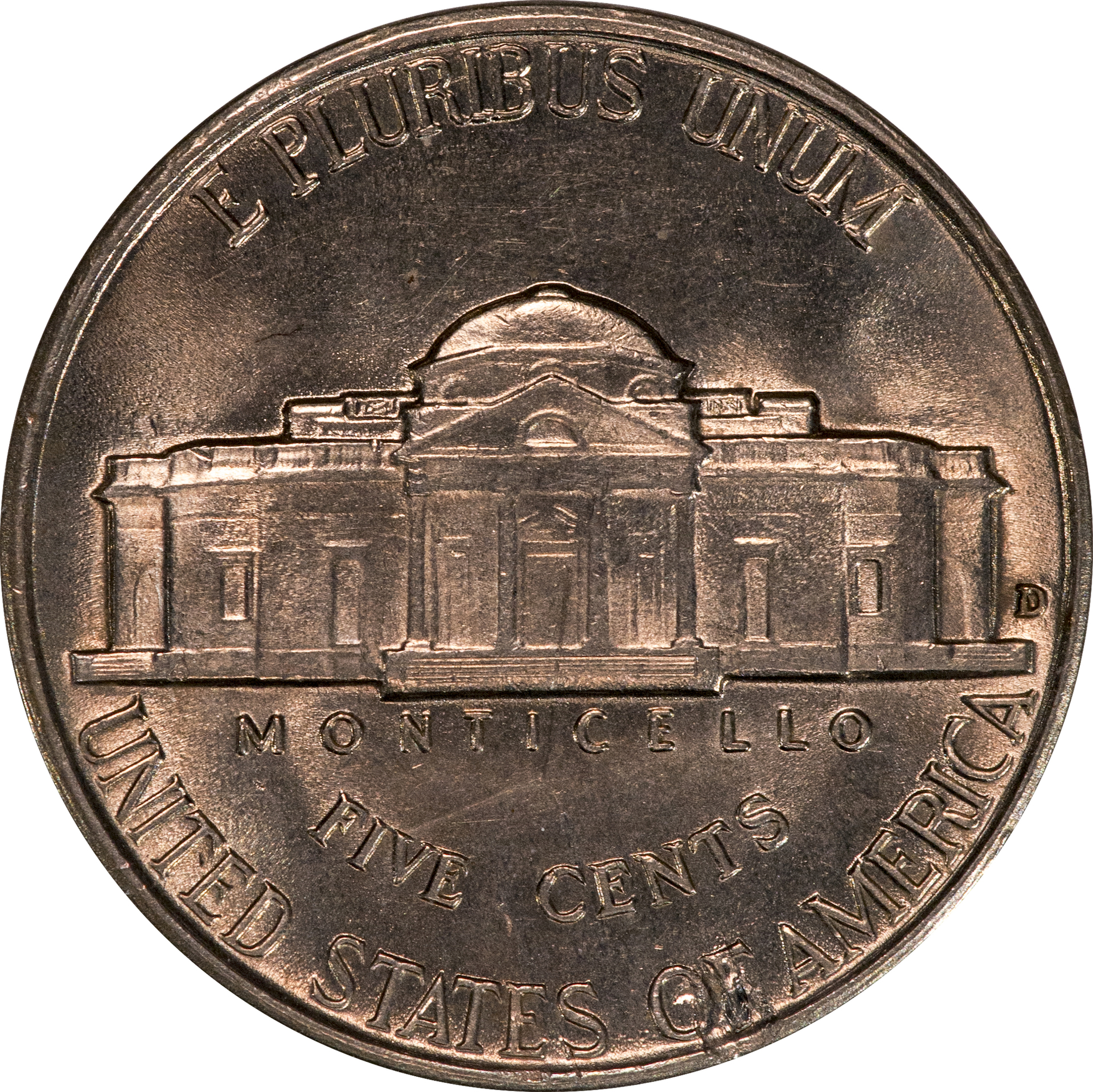 1942 D Jefferson Nickel DDR-001 - Reverse.jpg