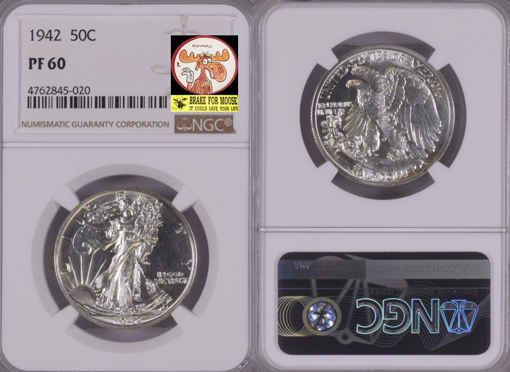 1942 Walking Liberty Half Dollar NGC PR-60 1-horz moose.jpg