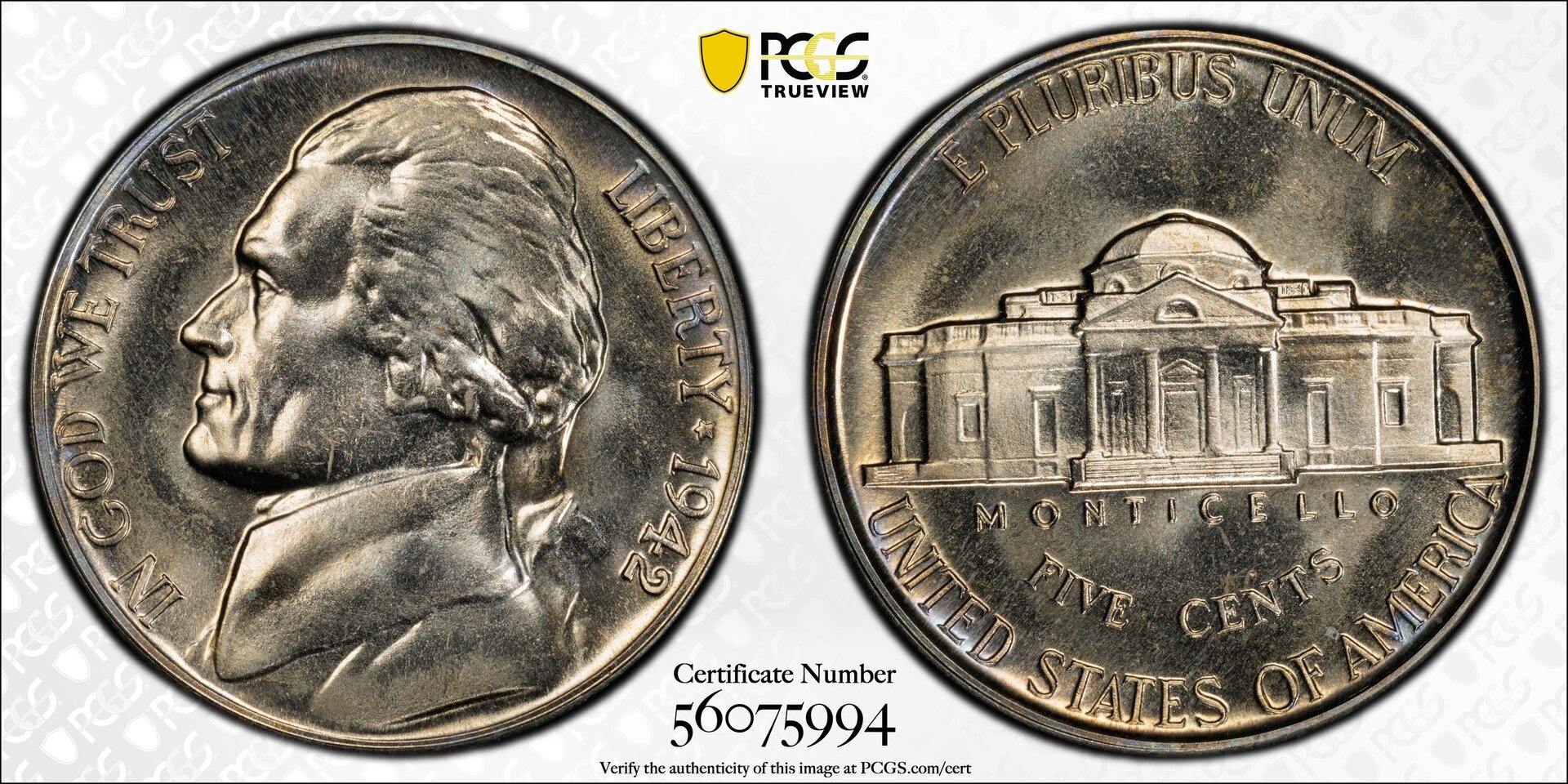 1942P 5C PF66 Nickel PCGS 56075994 Trueview Image.jpg