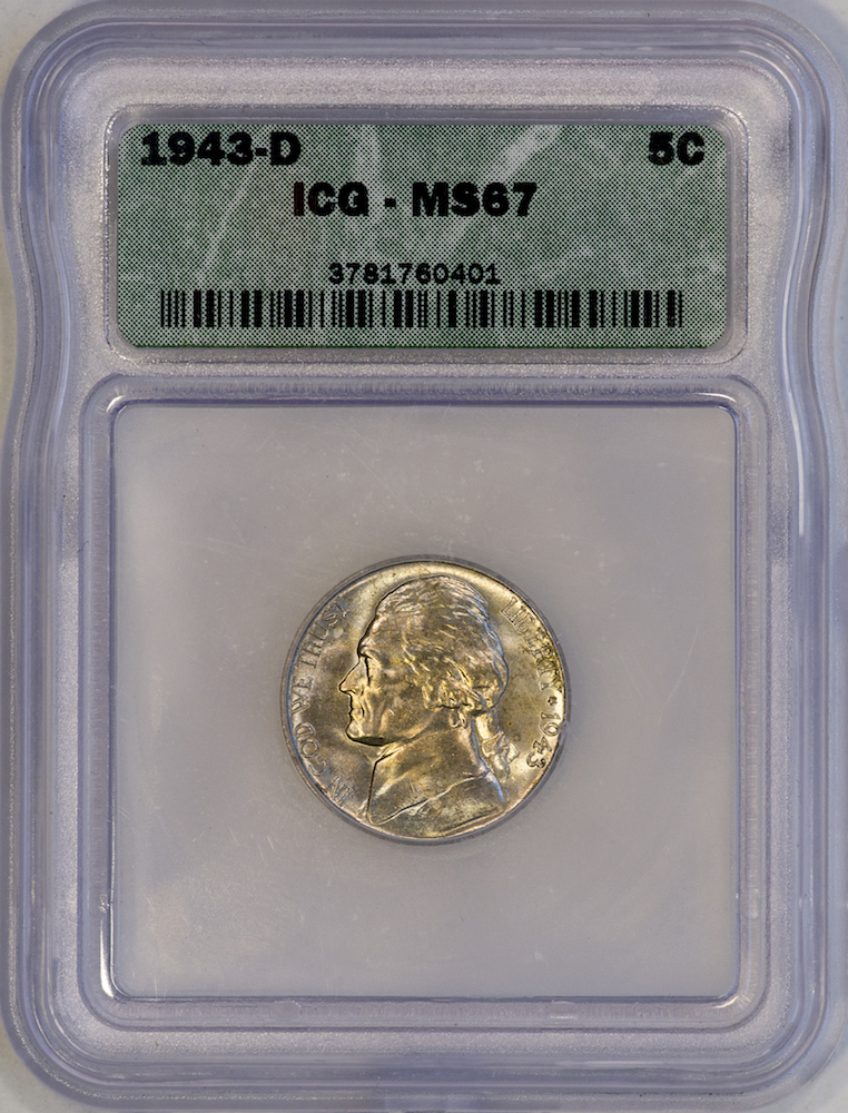 1943 D Jefferson Nickel ICG MS67 Slab - Obverse.jpg