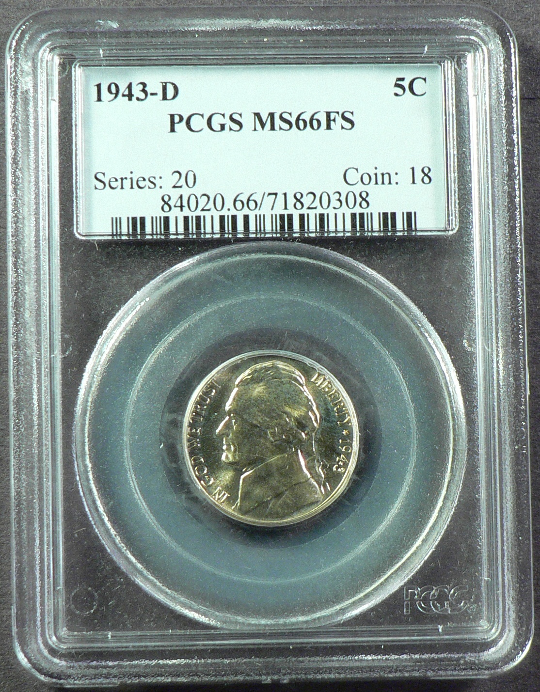 1943-D Jefferson Nickel - obv PCGS MS-66FS.JPG
