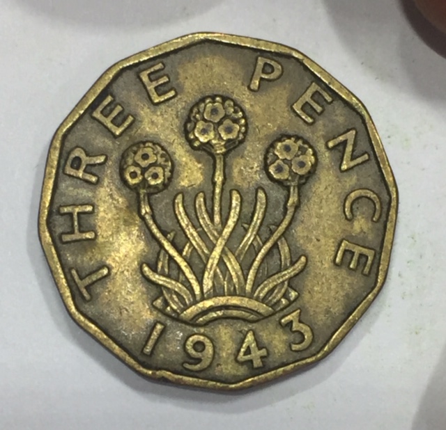 1943 GB Brass threpenny bit error R.23.jpg