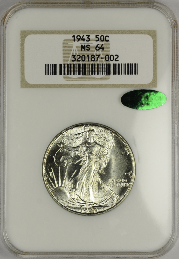 1943 HALF DOLLAR - WALKING LIBERTY NGC MS 64, CAC green! 50C Obv Slab.jpg