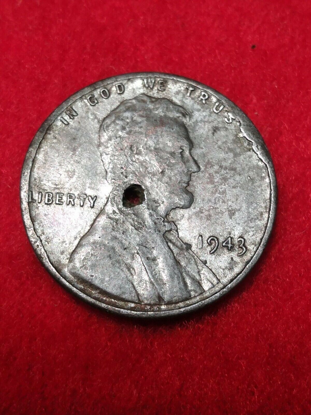 1943-p Cuds Error On Obverse And Reverse With Hole Wheat Cent #9 o.jpg