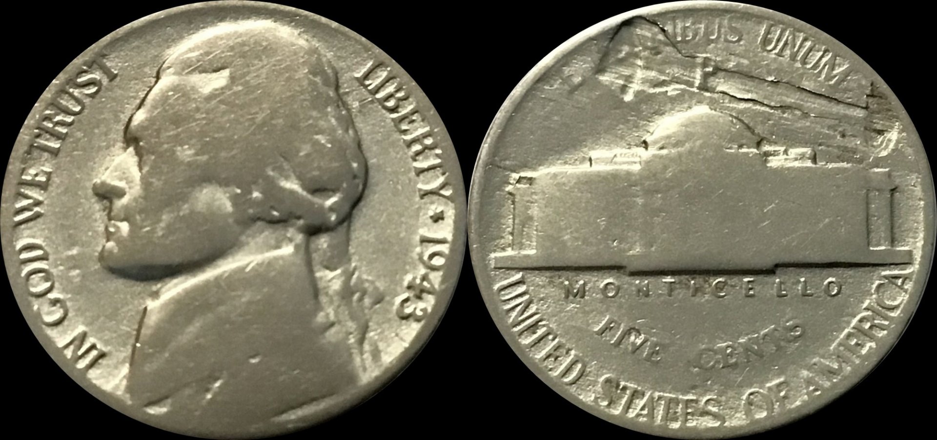 1943-P JEFFERSON 35% SILVER, OBVERSE PEELING LAMINATION ERROR 1-horz.jpg
