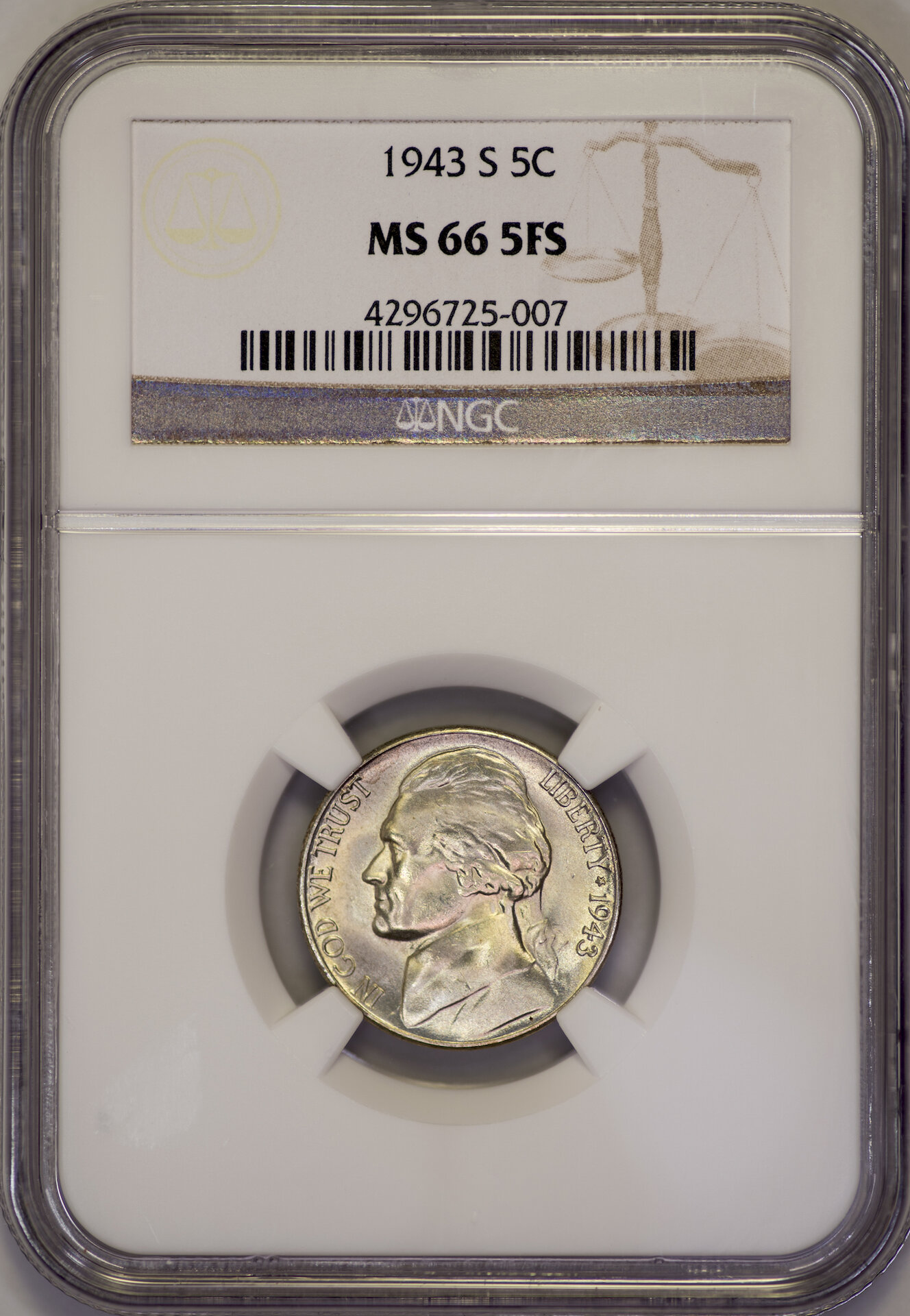 1943 S Jefferson Nickel NGC MS665FS Slab - Obverse.jpg