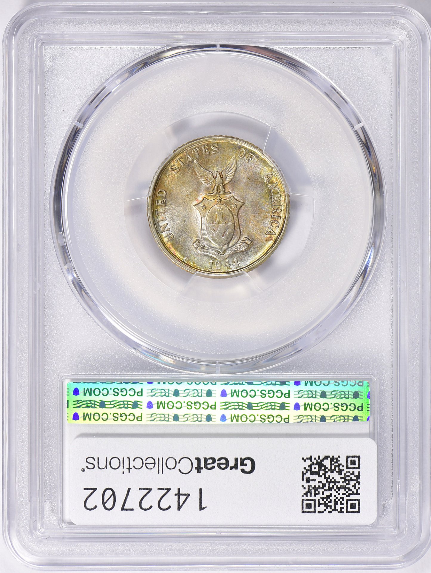 1944 D 20C TWENTY CENTAVOS PHILIPPINES UNDER U.S. SOVEREIGNTY PCGS MS64 47988281 Rev Slab Seller.jpg