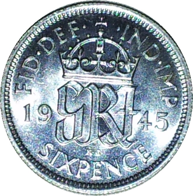 1945 Great Britain Sixpence Rev.JPG
