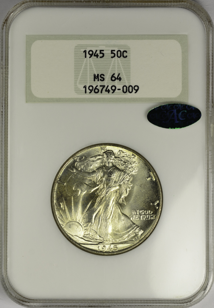 1945 HALF DOLLAR - WALKING LIBERTY NGC MS 64, CAC green! 50C Obv Slab.jpg
