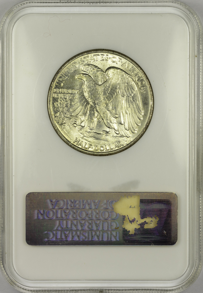 1945 HALF DOLLAR - WALKING LIBERTY NGC MS 64, CAC green! 50C Rev Slab.jpg