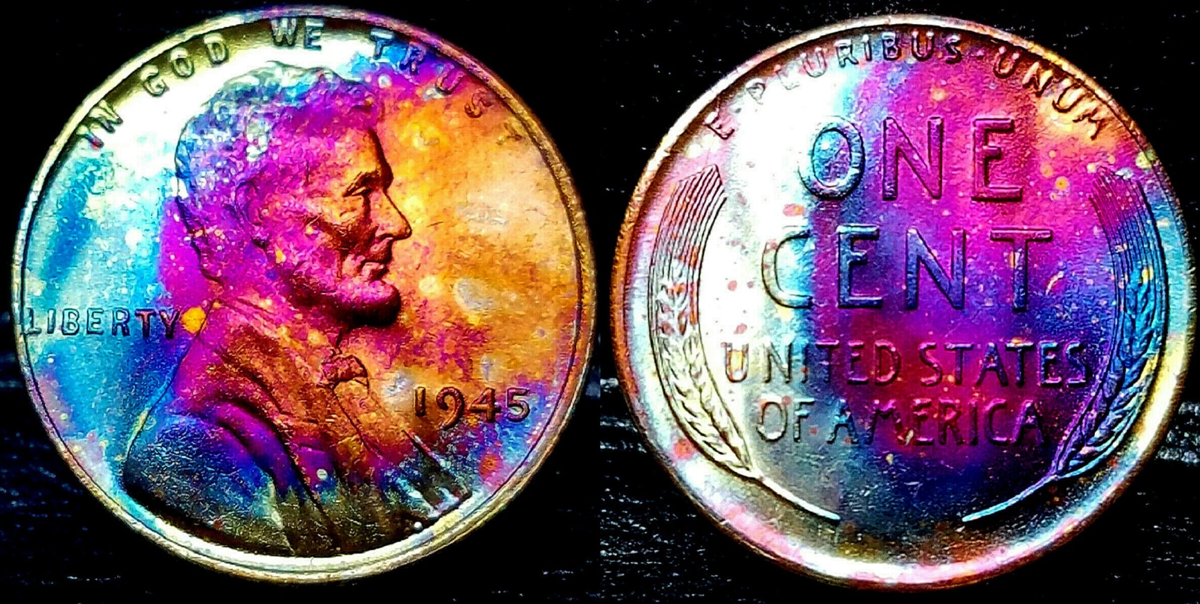 1945- Lincoln Cent - Toned  Ms++ Gem++  $5. + 000  283948545565  bdoubrava12012 o.jpg