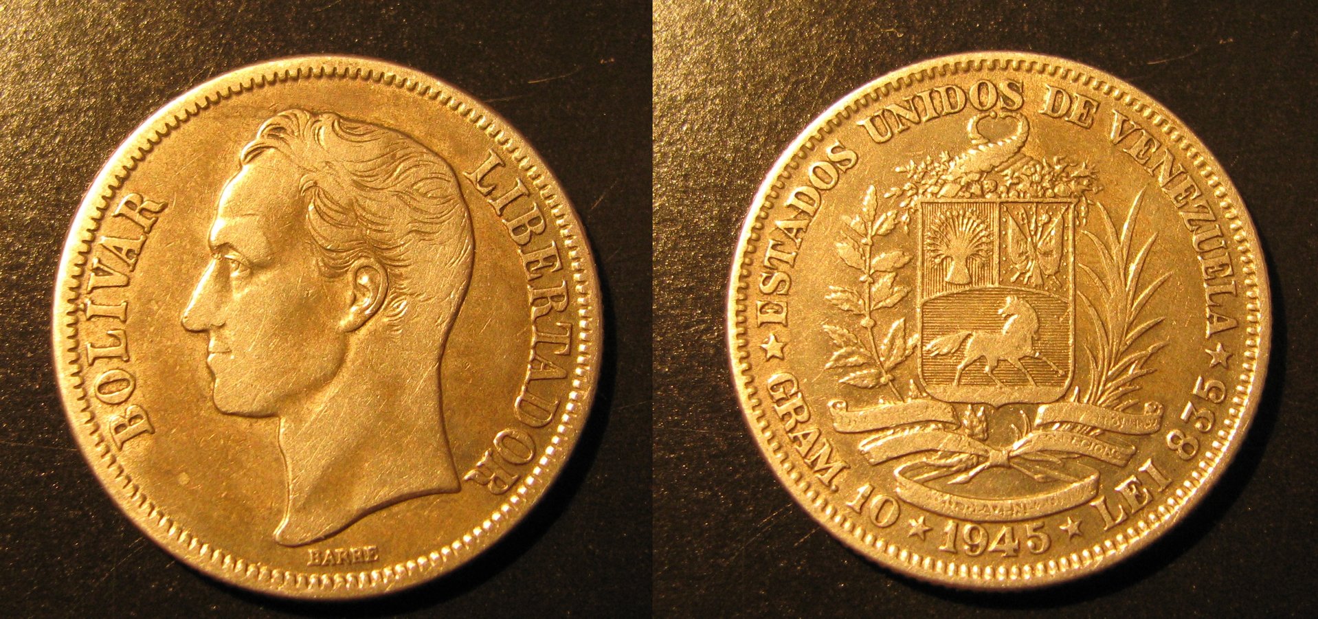 1945 Venezuela 2 Bolivars.jpg