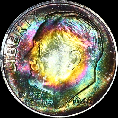 1946 FB Roosevelt Dime Rainbow Toned RSZ.png