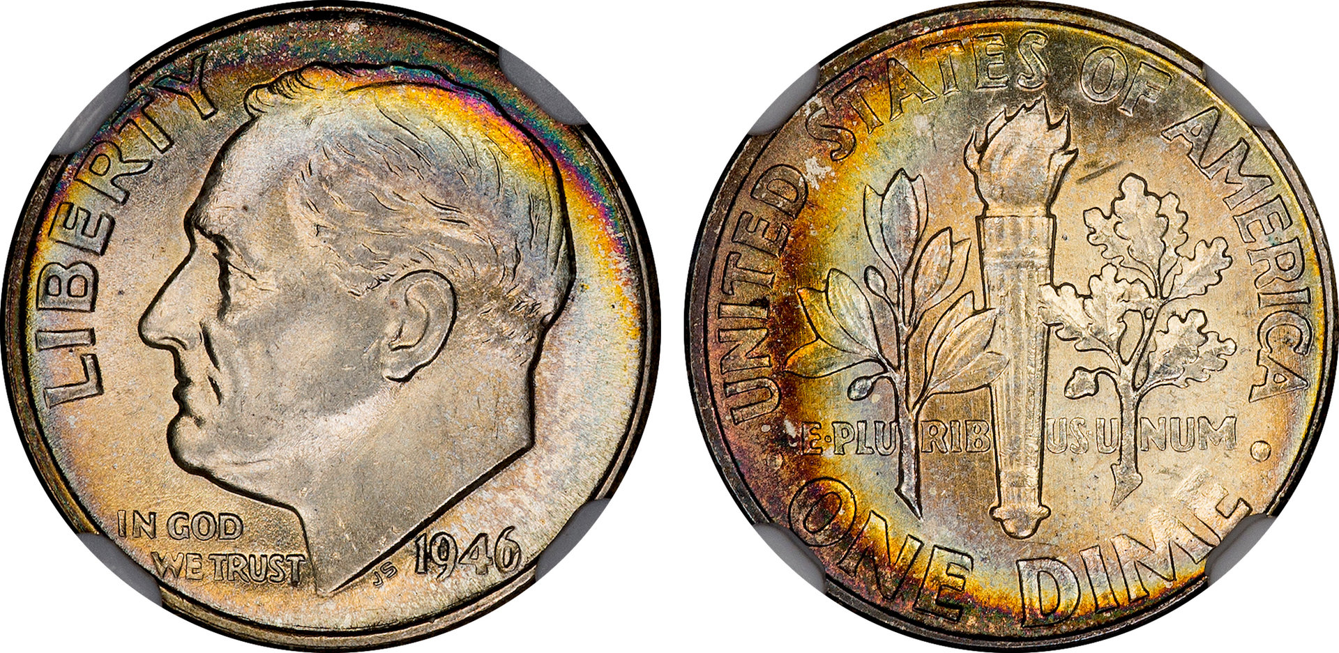 1946 Roosevelt Dime NGC MS63.jpg