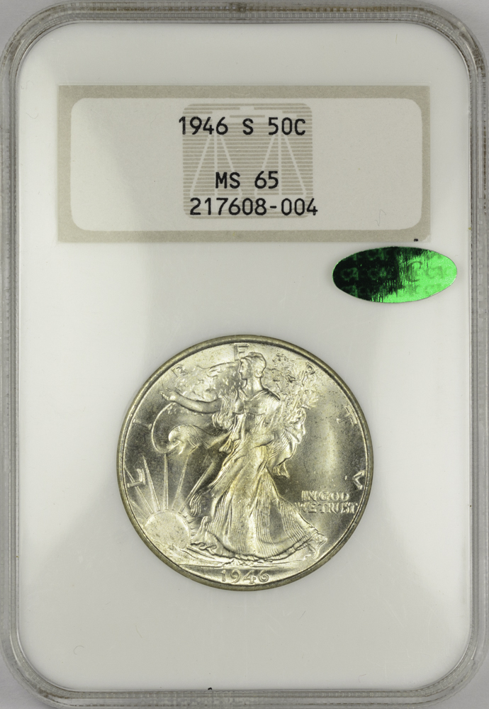 1946 S HALF DOLLAR - WALKING LIBERTY NGC MS 65, CAC green! 50C Obv Slab.jpg