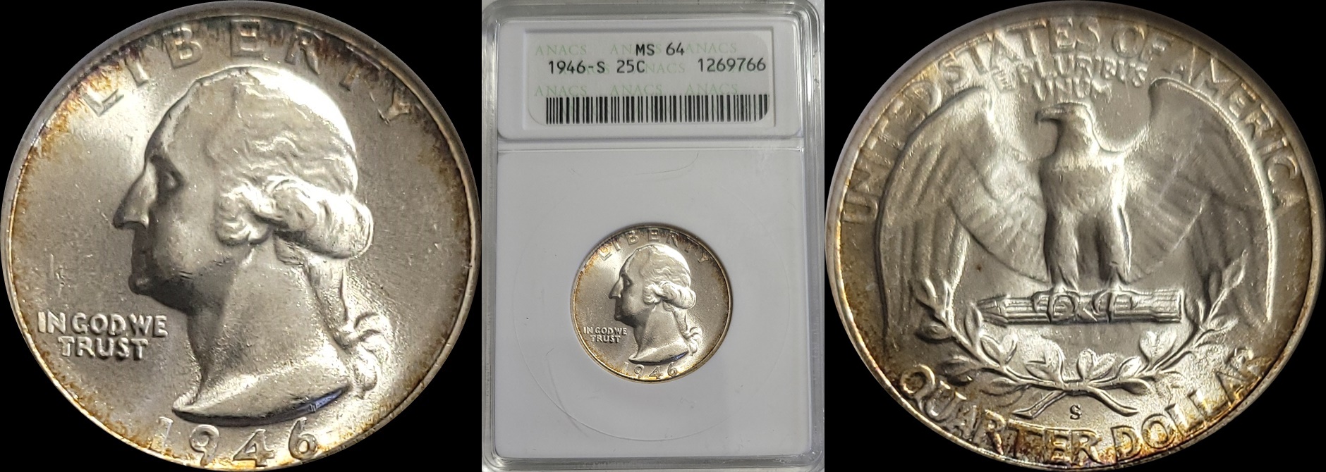 1946 S Washington Silver Quarter, ANACS MS 64 1a-horz.jpg
