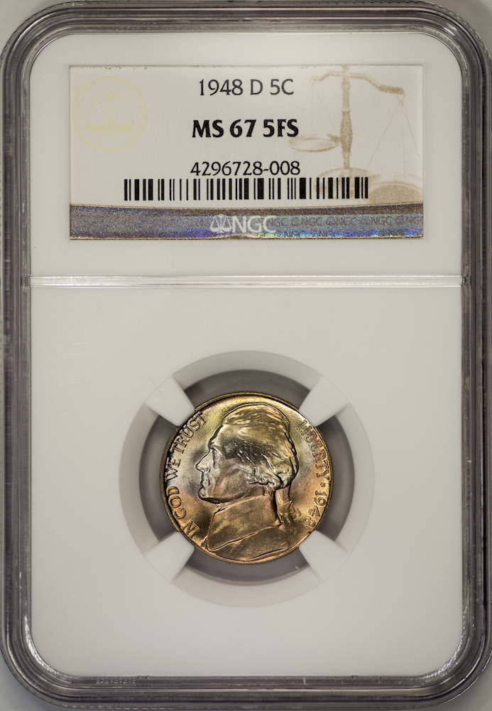 1948 D Jefferson Nickel NGC MS675FS Slab - Obverse.jpg