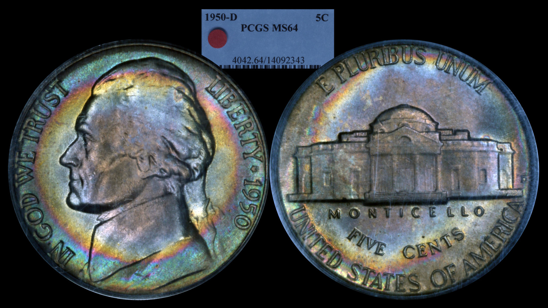 1950-D Jefferson Nickel PCGS MS64 toned.jpg