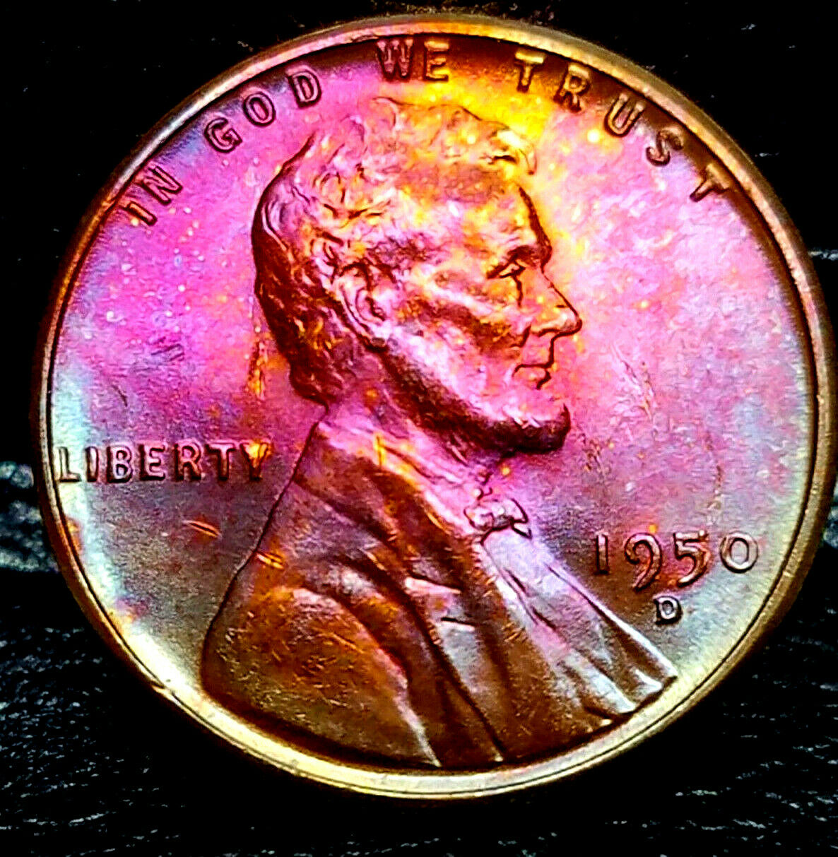 1950-D Lincoln  Cent  Toned  Ms Gem++  $6.00 + 000  283953203798  bdoubrava12012 o.jpg