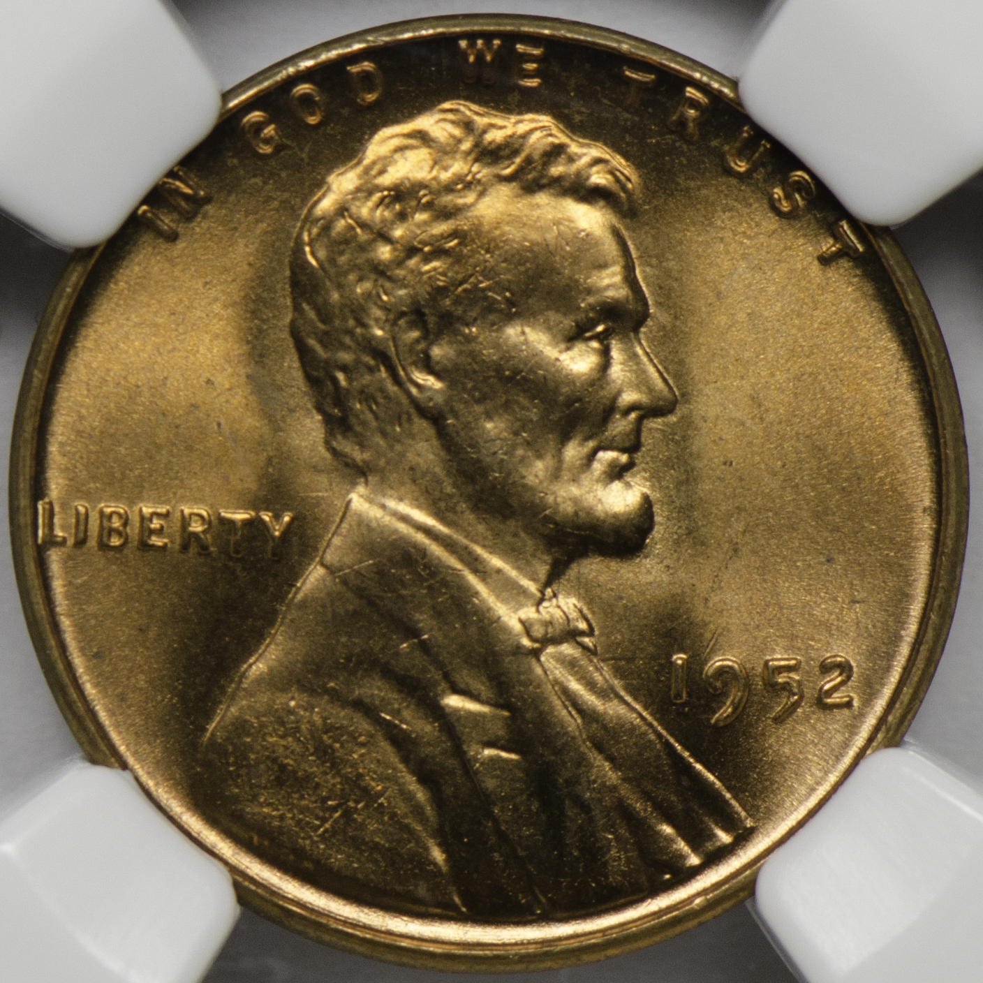 1952 CENT - LINCOLN, WHEAT REVERSE NGC MS 66 RED, CAC green! 1C Obv closeup f8 105mm-654.jpg