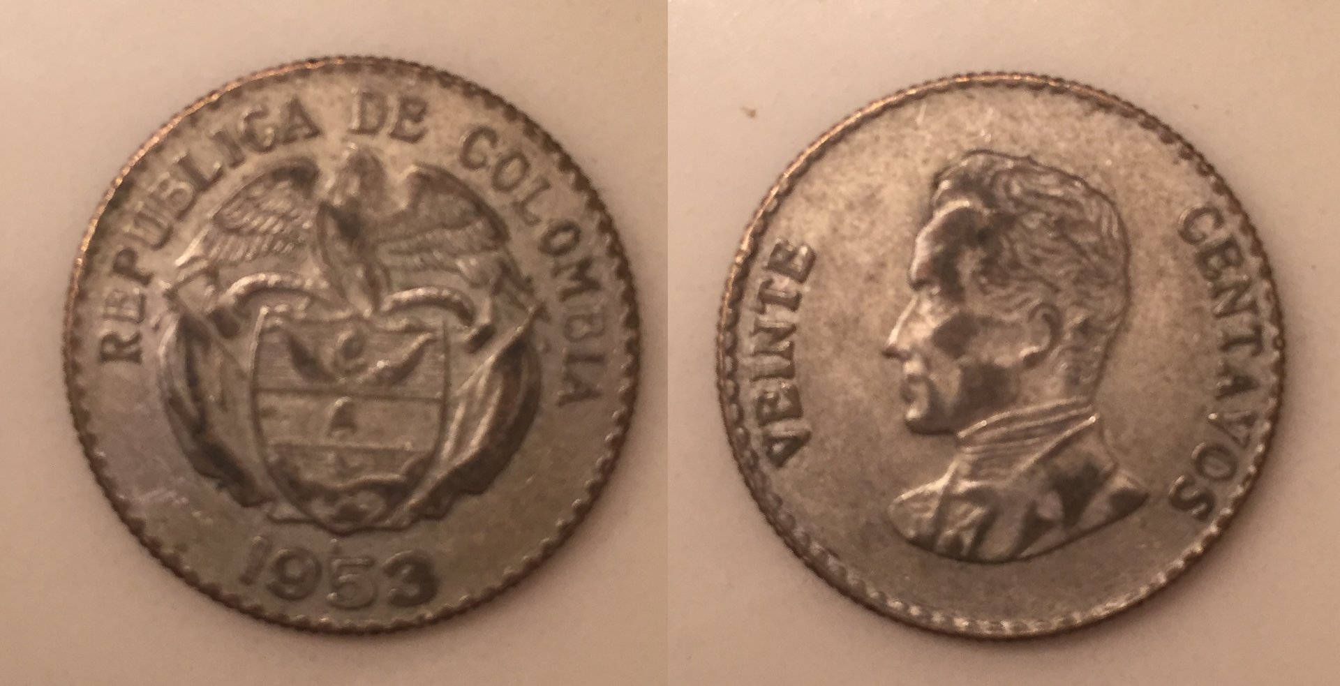 1953 Columbia 20 Centavos.jpg